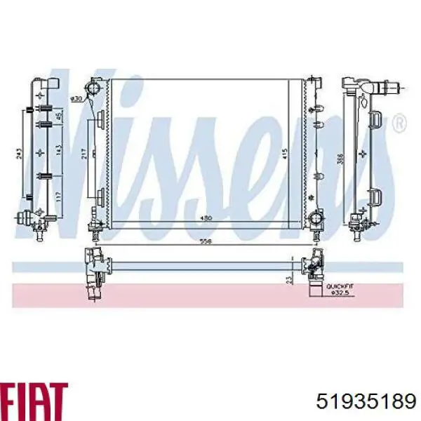 51935189 Fiat/Alfa/Lancia radiador refrigeración del motor