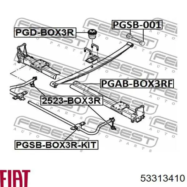 53313410 Fiat/Alfa/Lancia silentblock para gemela de ballesta