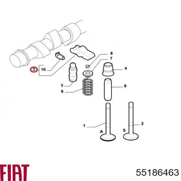 55186463 Fiat/Alfa/Lancia palanca oscilante, distribución del motor