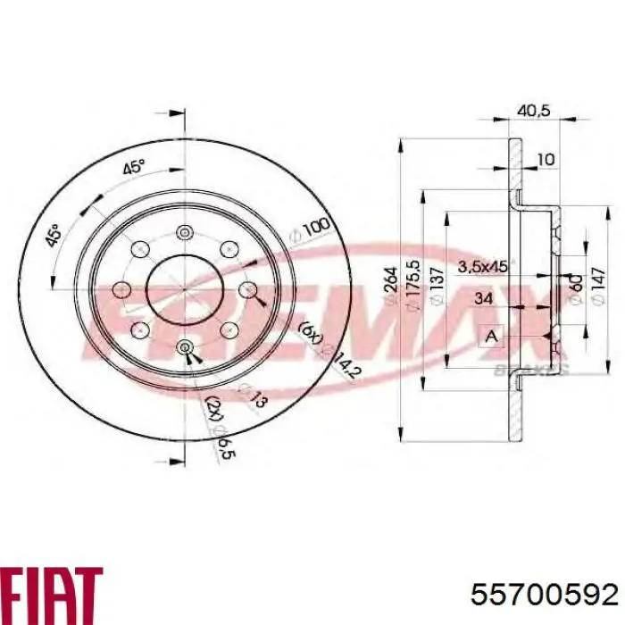 55700592 Fiat/Alfa/Lancia disco de freno trasero