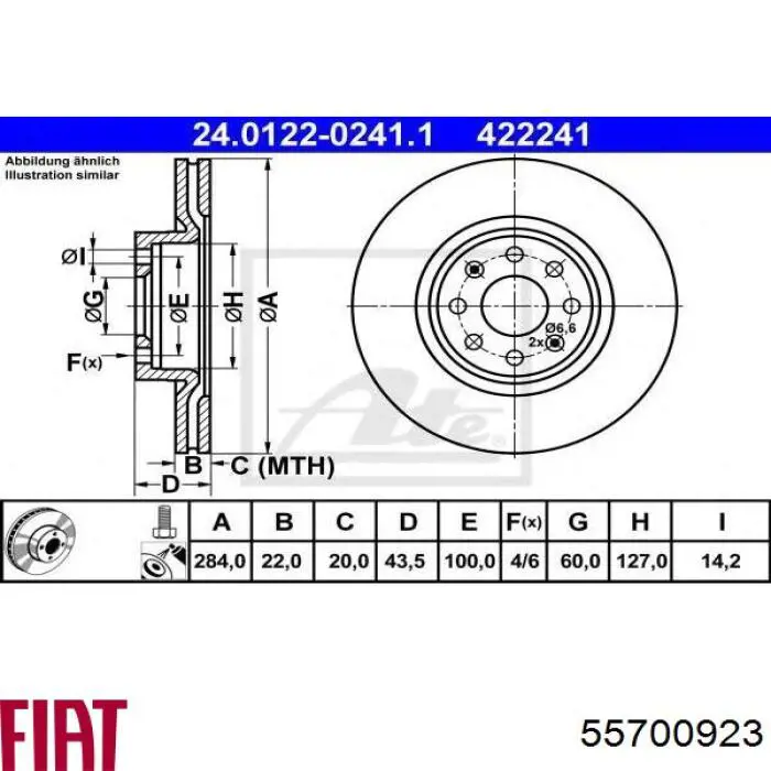 55700923 Fiat/Alfa/Lancia freno de disco delantero