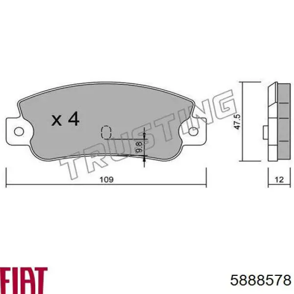 5888578 Fiat/Alfa/Lancia pastillas de freno traseras