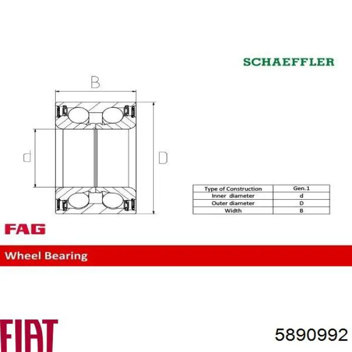 5890992 Fiat/Alfa/Lancia cojinete de rueda delantero
