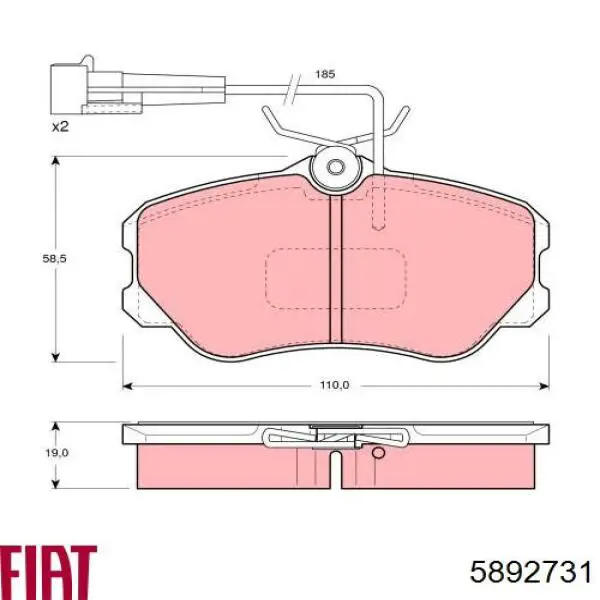 5892731 Fiat/Alfa/Lancia pastillas de freno delanteras