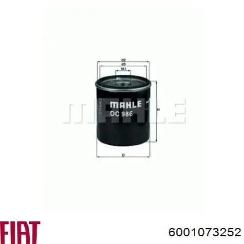 6001073252 Fiat/Alfa/Lancia filtro de aceite