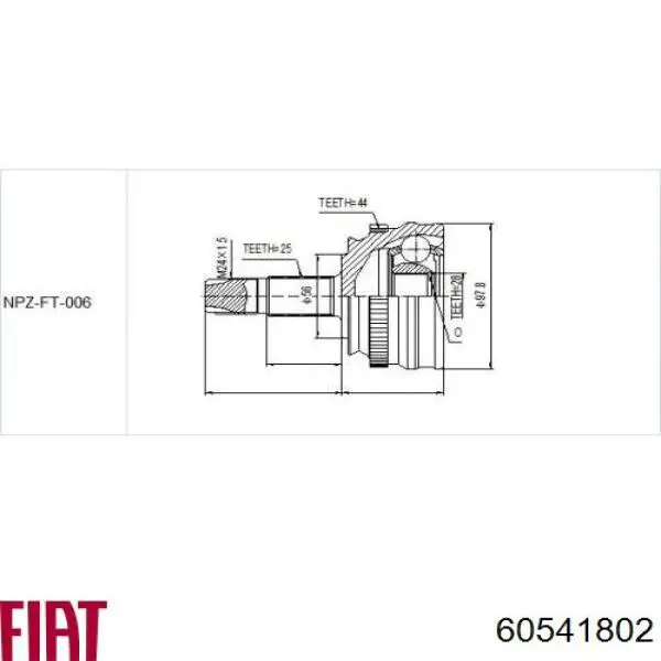 60541802 Fiat/Alfa/Lancia junta homocinética exterior delantera