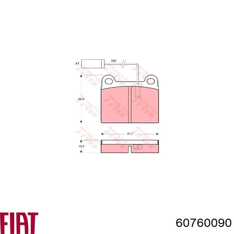 60760090 Fiat/Alfa/Lancia pastillas de freno delanteras