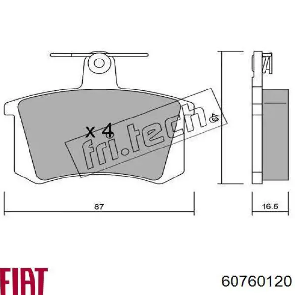 60760120 Fiat/Alfa/Lancia pastillas de freno traseras