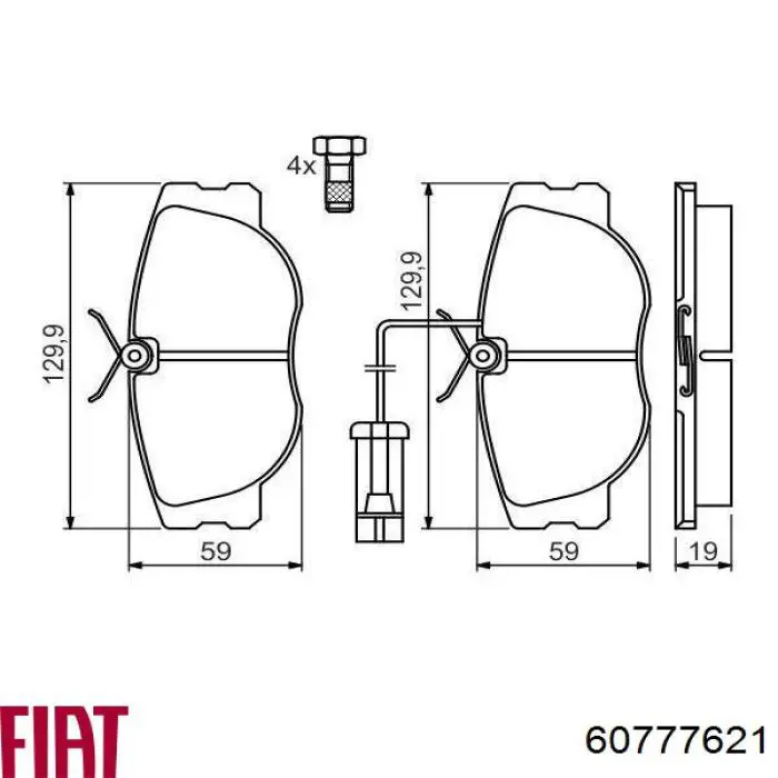 60777621 Fiat/Alfa/Lancia pastillas de freno delanteras