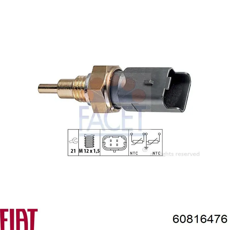 60816476 Fiat/Alfa/Lancia sensor de temperatura del refrigerante