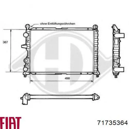 71735364 Fiat/Alfa/Lancia radiador refrigeración del motor