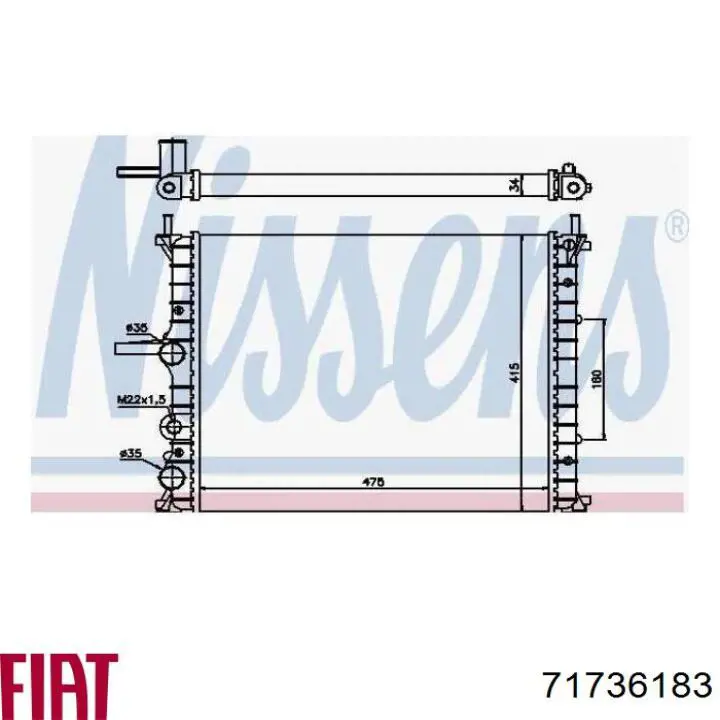 71736183 Fiat/Alfa/Lancia radiador refrigeración del motor