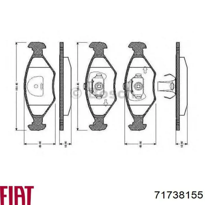 71738155 Fiat/Alfa/Lancia pastillas de freno delanteras