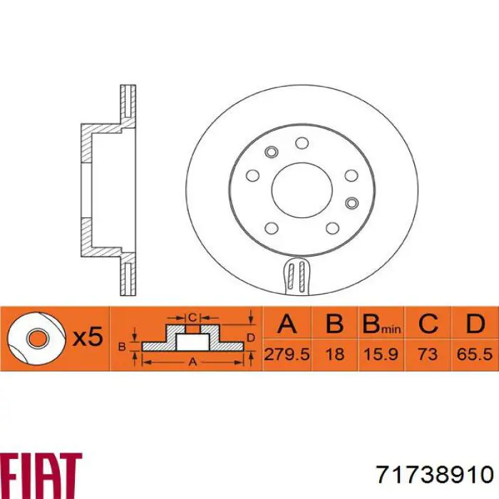 71738910 Fiat/Alfa/Lancia freno de disco delantero