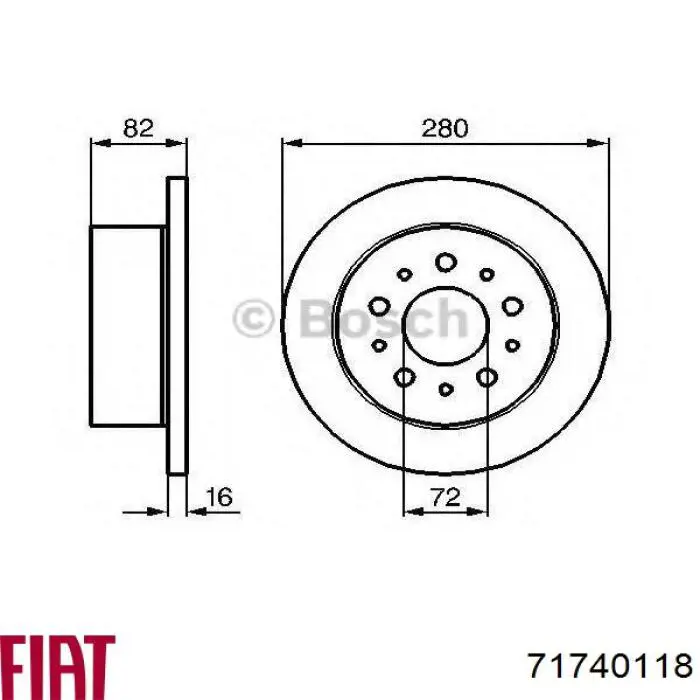 71740118 Fiat/Alfa/Lancia disco de freno trasero