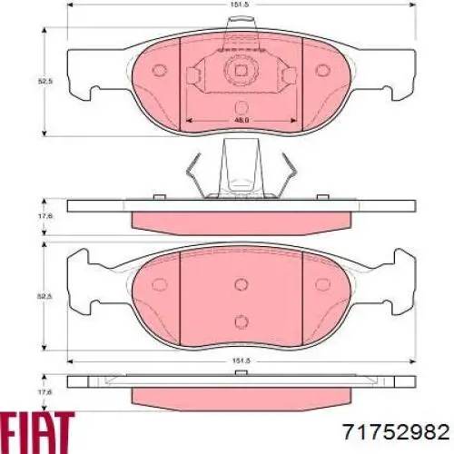 71752982 Fiat/Alfa/Lancia pastillas de freno delanteras