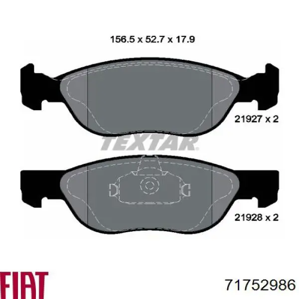 71752986 Fiat/Alfa/Lancia pastillas de freno delanteras