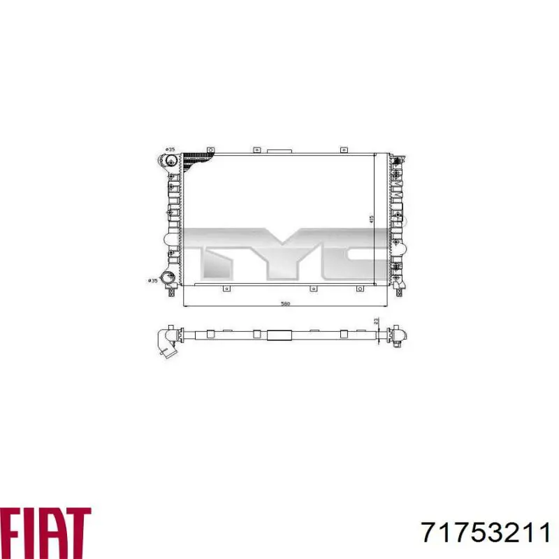 71753211 Fiat/Alfa/Lancia radiador refrigeración del motor