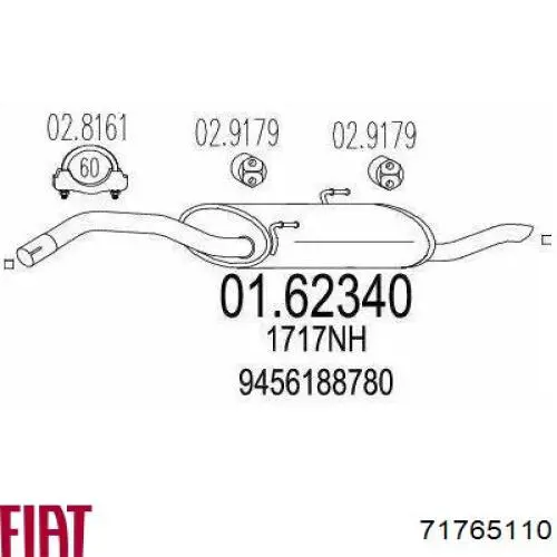 71765110 Fiat/Alfa/Lancia silenciador posterior