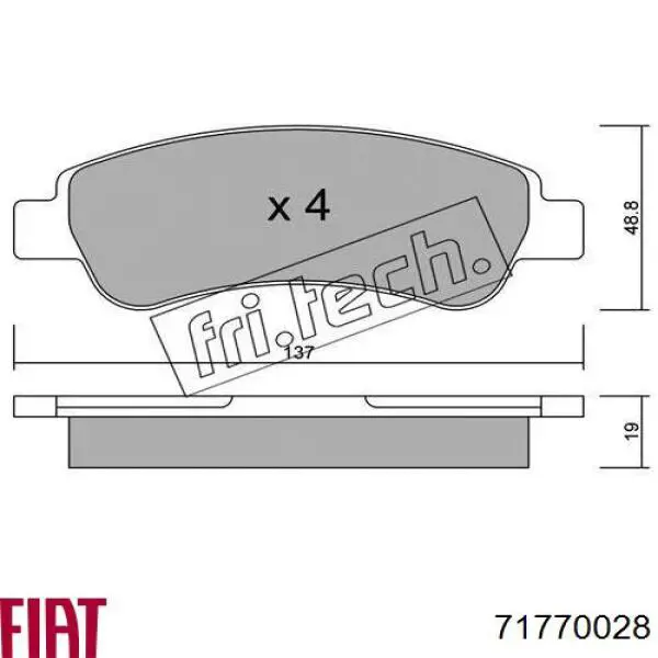 71770028 Fiat/Alfa/Lancia pastillas de freno traseras