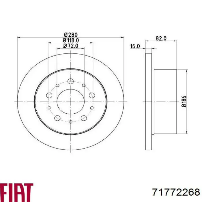 71770939 Fiat/Alfa/Lancia disco de freno trasero