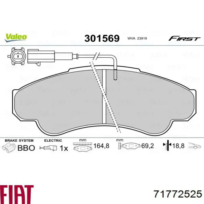 71772525 Fiat/Alfa/Lancia pastillas de freno delanteras