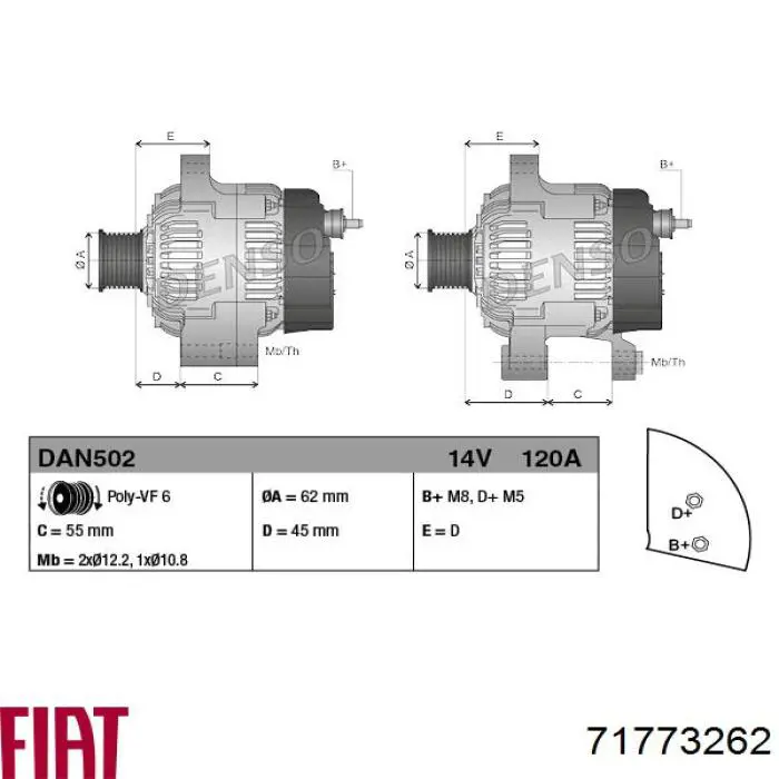 71773262 Fiat/Alfa/Lancia alternador