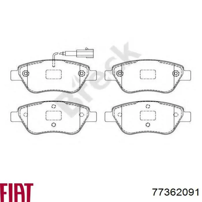 77362091 Fiat/Alfa/Lancia pastillas de freno delanteras