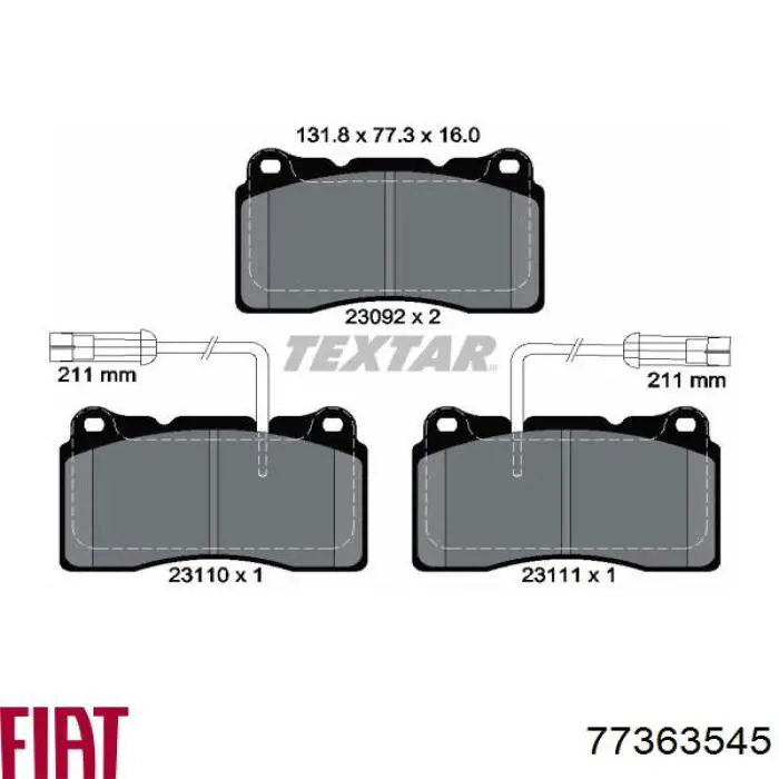 77363545 Fiat/Alfa/Lancia pastillas de freno delanteras