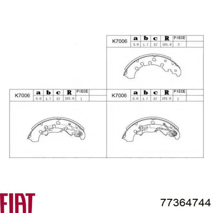 77364744 Fiat/Alfa/Lancia zapatas de frenos de tambor traseras