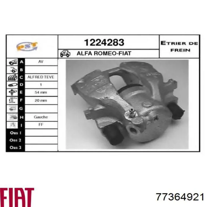 77364921 Fiat/Alfa/Lancia pinza de freno delantera izquierda