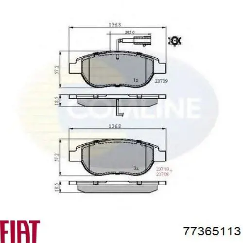 77365113 Fiat/Alfa/Lancia pastillas de freno delanteras