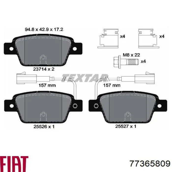 77365809 Fiat/Alfa/Lancia pastillas de freno traseras