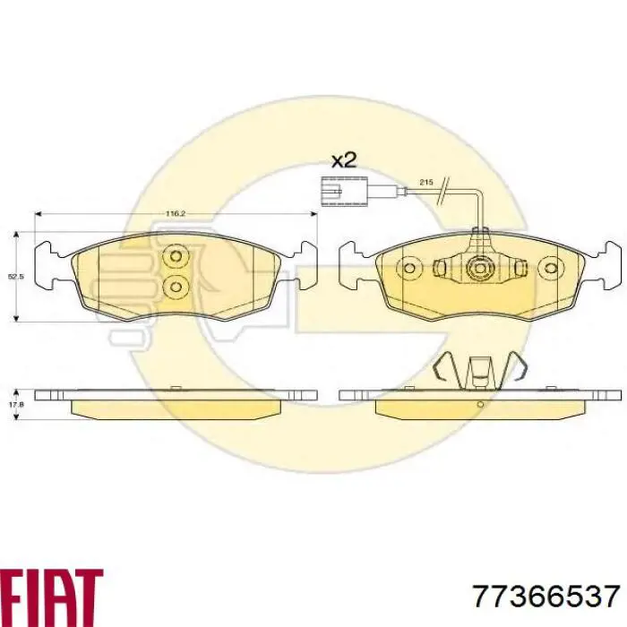 77366537 Fiat/Alfa/Lancia pastillas de freno delanteras