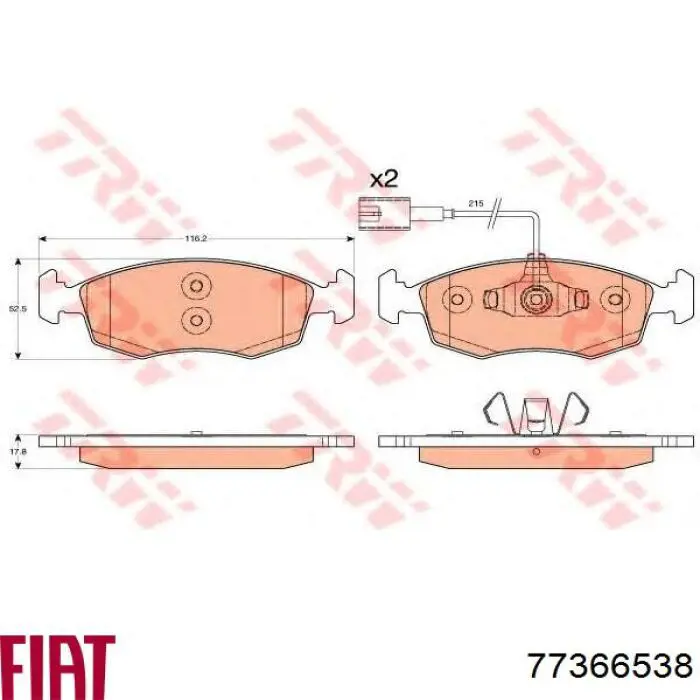 77366538 Fiat/Alfa/Lancia pastillas de freno delanteras