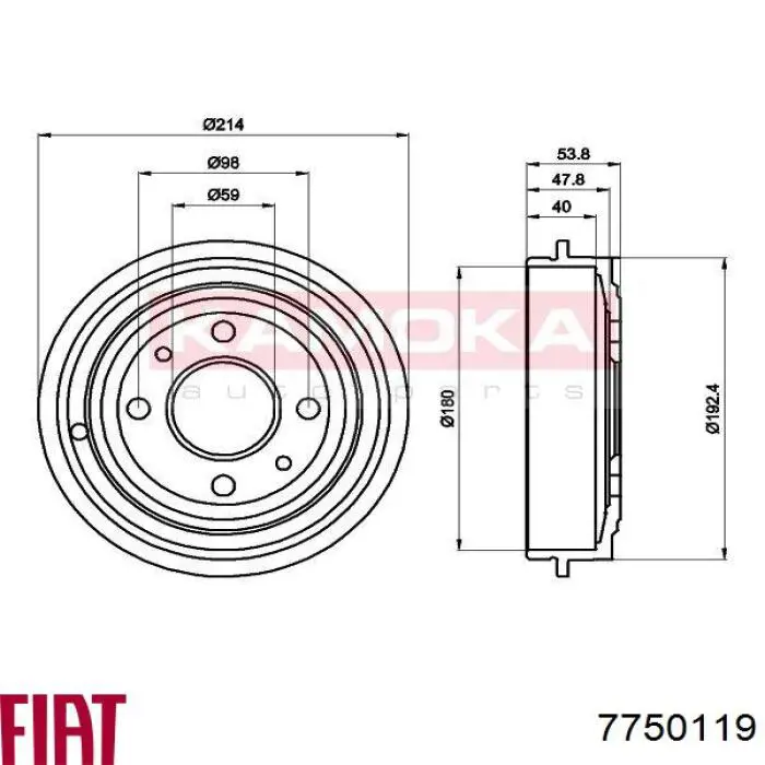 7750119 Fiat/Alfa/Lancia freno de tambor trasero