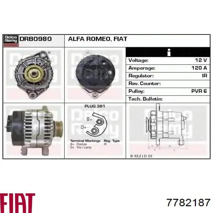 7782187 Fiat/Alfa/Lancia alternador