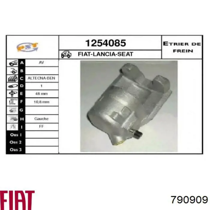 790909 Fiat/Alfa/Lancia pinza de freno delantera izquierda