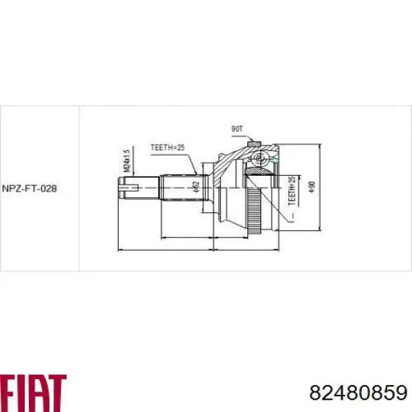 82480859 Fiat/Alfa/Lancia junta homocinética exterior delantera