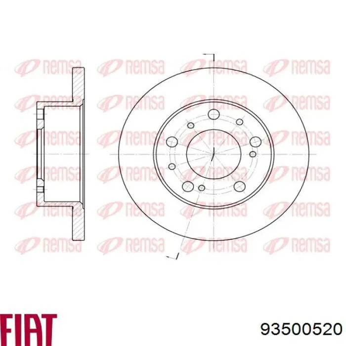 93500520 Fiat/Alfa/Lancia freno de disco delantero