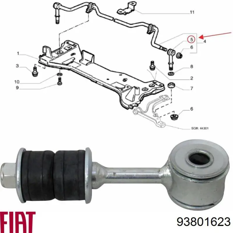 93801623 Fiat/Alfa/Lancia casquillo de barra estabilizadora trasera