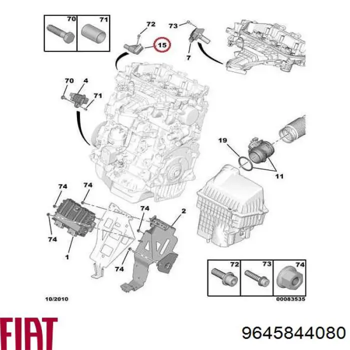 9645844080 Fiat/Alfa/Lancia sensor de posición del árbol de levas