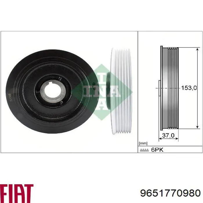 9651770980 Fiat/Alfa/Lancia polea, cigüeñal