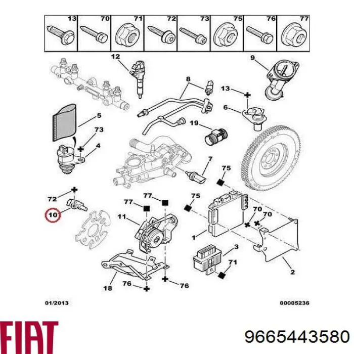 9665443580 Fiat/Alfa/Lancia sensor de posición del árbol de levas