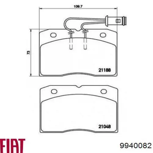 9940082 Fiat/Alfa/Lancia pastillas de freno delanteras