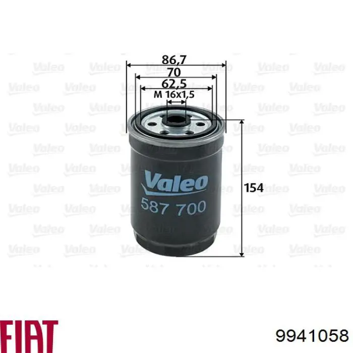 9941058 Fiat/Alfa/Lancia filtro combustible