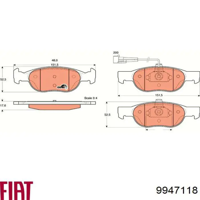 9947118 Fiat/Alfa/Lancia pastillas de freno delanteras