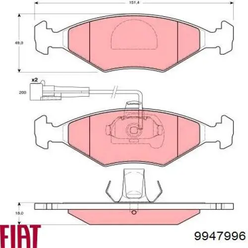 9947996 Fiat/Alfa/Lancia pastillas de freno delanteras