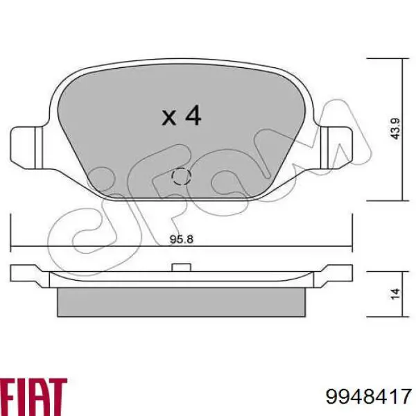 9948417 Fiat/Alfa/Lancia pastillas de freno traseras