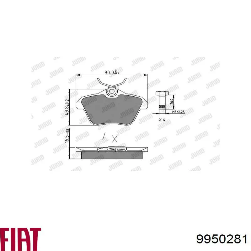 9950281 Fiat/Alfa/Lancia pastillas de freno traseras